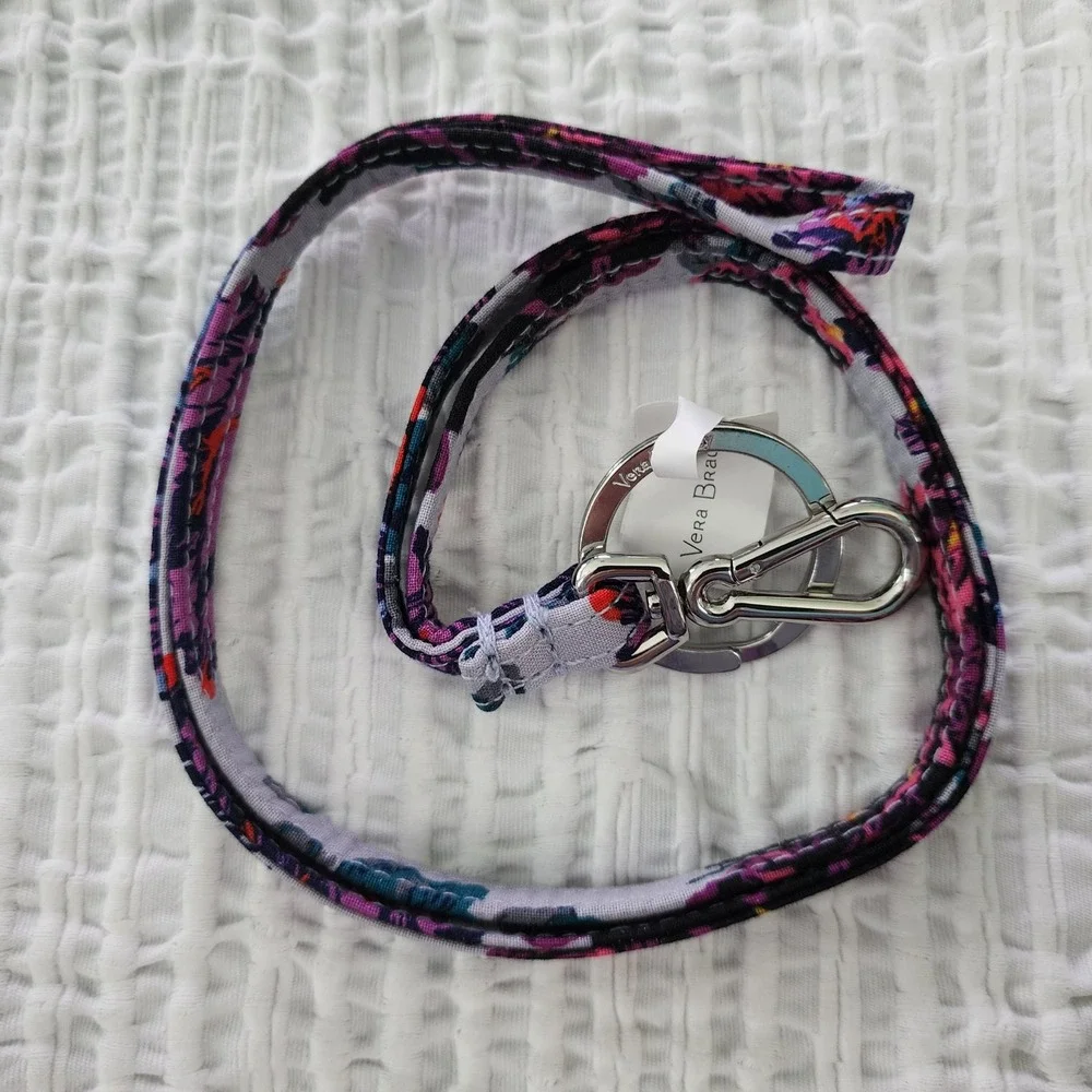 Vera Bradley Lanyard Petite Neon Blooms Floral Cotton Key ID 24159-T94 NEW